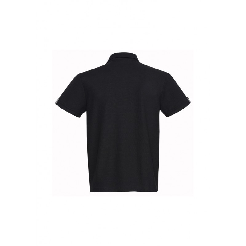 Short Sleeve Edge Pique Polo Top (Black)